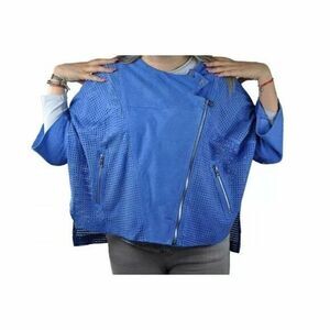 ZERIMAR Women's Genuine Suede Leather Blue Vintage Jacket | M